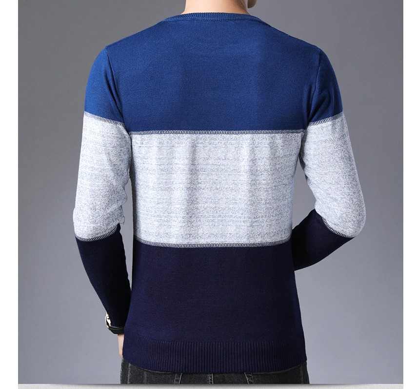 Men's Contrast Lines Sweater