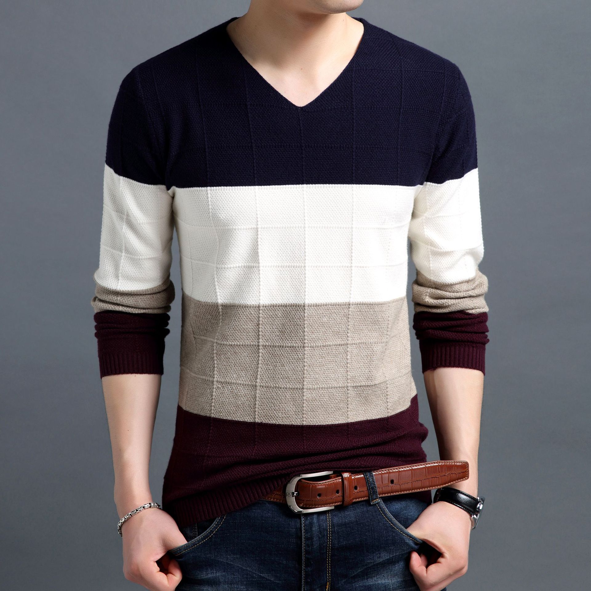 Men's Winter V-Neck Sweater