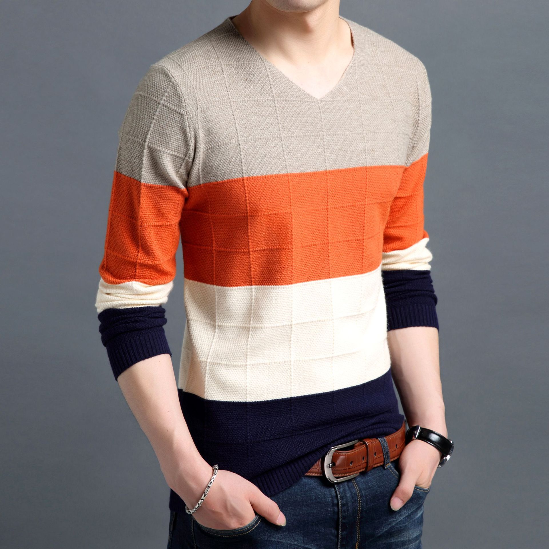 Men's Winter V-Neck Sweater