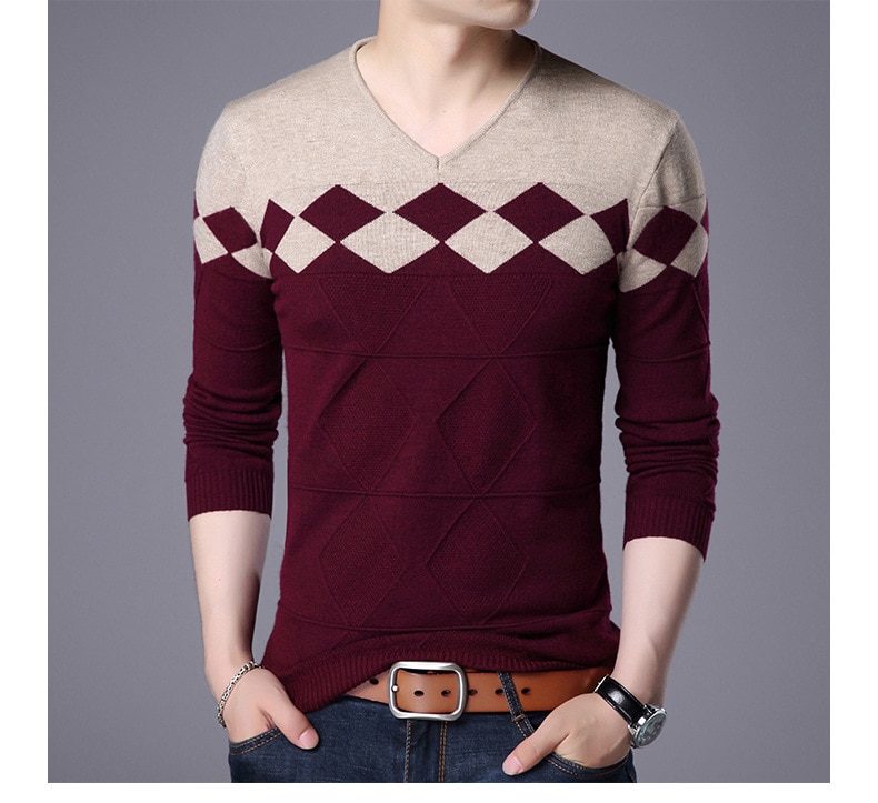 Men's Winter V-Neck Sweater