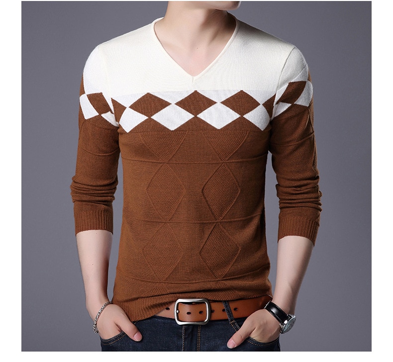 Men's Winter V-Neck Sweater