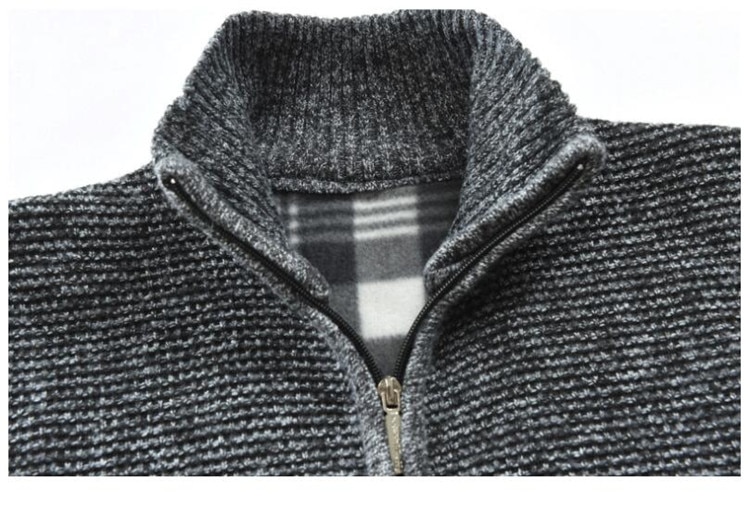 Men's Quilted Detail Zipper Cardigan