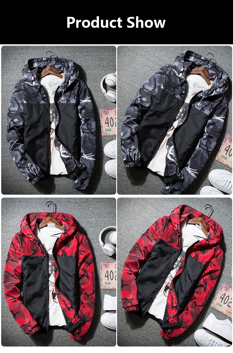 Men's Colorful Camouflage Printed Hooded Jacket