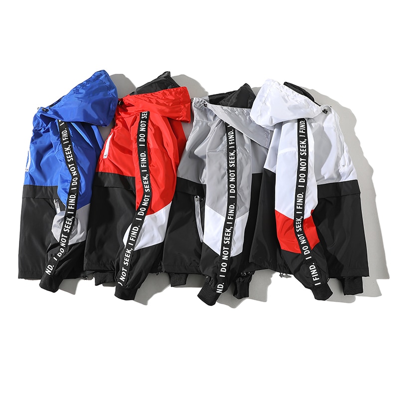 Colorful Patchwork Hooded Jacket for Men