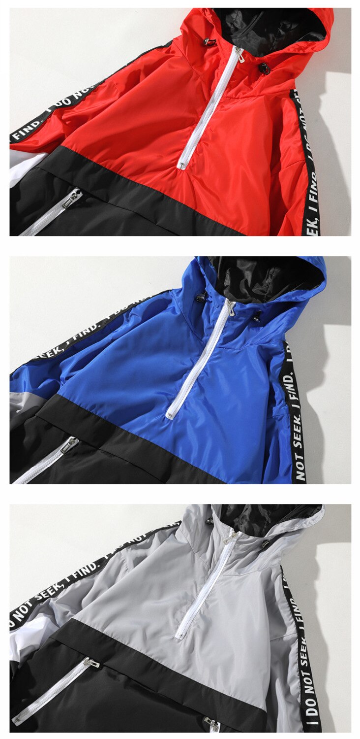 Colorful Patchwork Hooded Jacket for Men