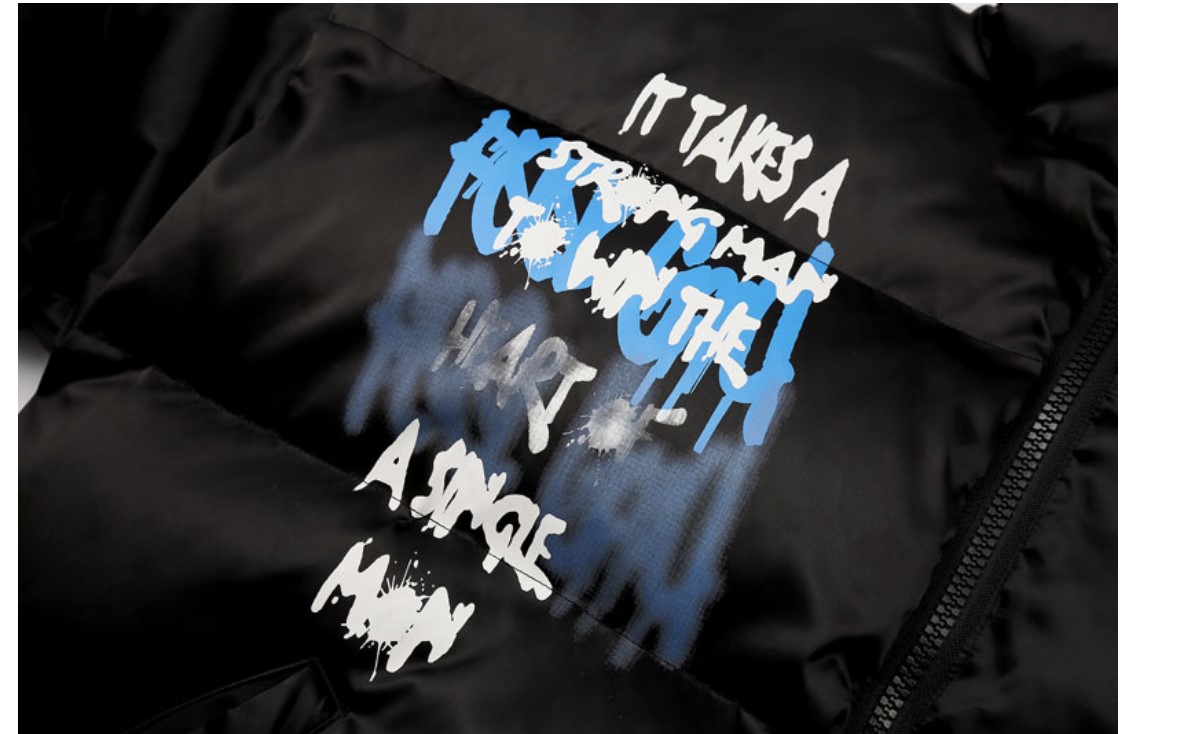 Men's Graffiti Print Puffer Jacket